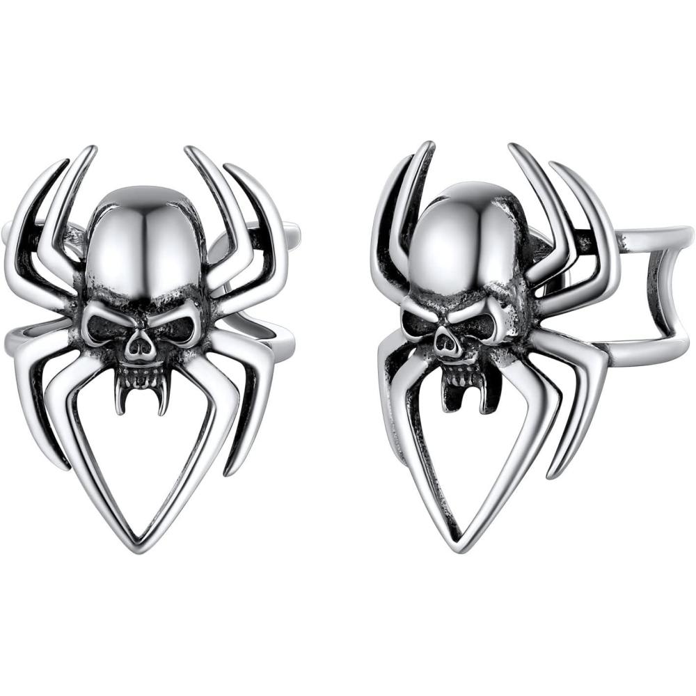 imageSILVERCUTE 925 Sterling Silver Earrings for WomenSilver CatDinosaurDevil HornLeafSnakeSkeleton Various Stud Earrings or Ear CuffshSpider cuff1 pair