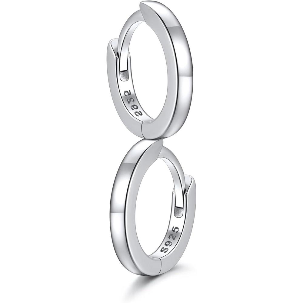 imageSILVERCUTE 925 Sterling Silver Huggie Hoop Earrings for WomenHypoallergenic Small Hoop Earrings Lightweight Silver14K Gold Hoops Cartilage Earrings for Women81012mm1Silver