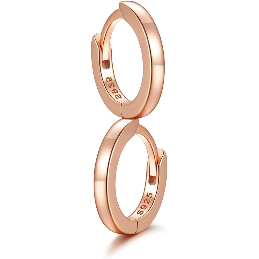 imageSILVERCUTE 925 Sterling Silver Huggie Hoop Earrings for WomenHypoallergenic Small Hoop Earrings Lightweight Silver14K Gold Hoops Cartilage Earrings for Women81012mm6Rose Gold