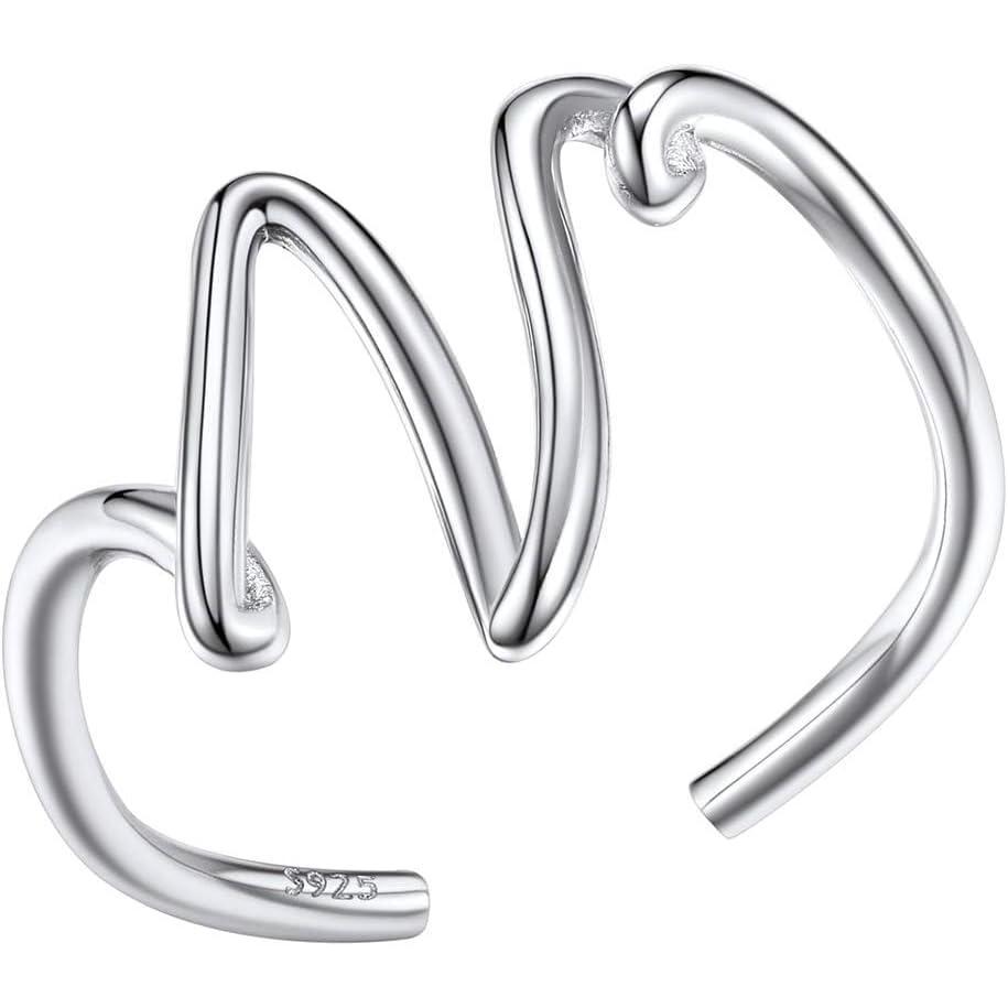 imageSILVERCUTE S925 Initial Rings Adjustable Size 612 Statement Alphabet Letter AZ Jewelry Personalized Twisted Initials Rings Sterling Silver Stacking Ring for WomenSilver N