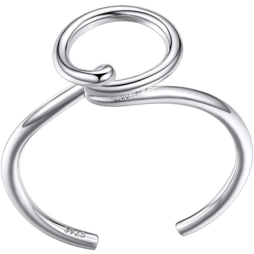 imageSILVERCUTE S925 Initial Rings Adjustable Size 612 Statement Alphabet Letter AZ Jewelry Personalized Twisted Initials Rings Sterling Silver Stacking Ring for WomenSilver O
