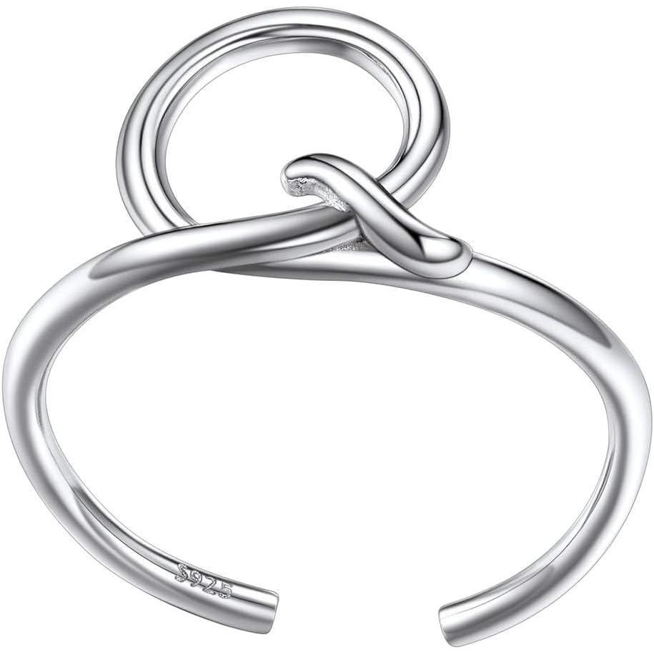 imageSILVERCUTE S925 Initial Rings Adjustable Size 612 Statement Alphabet Letter AZ Jewelry Personalized Twisted Initials Rings Sterling Silver Stacking Ring for WomenSilver Q