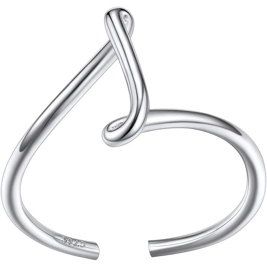 imageSILVERCUTE S925 Initial Rings Adjustable Size 612 Statement Alphabet Letter AZ Jewelry Personalized Twisted Initials Rings Sterling Silver Stacking Ring for WomenSilver I