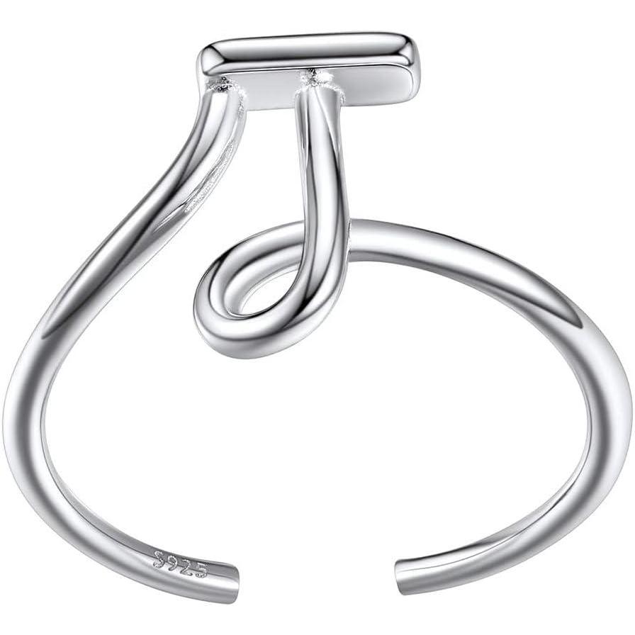 imageSILVERCUTE S925 Initial Rings Adjustable Size 612 Statement Alphabet Letter AZ Jewelry Personalized Twisted Initials Rings Sterling Silver Stacking Ring for WomenSilver J