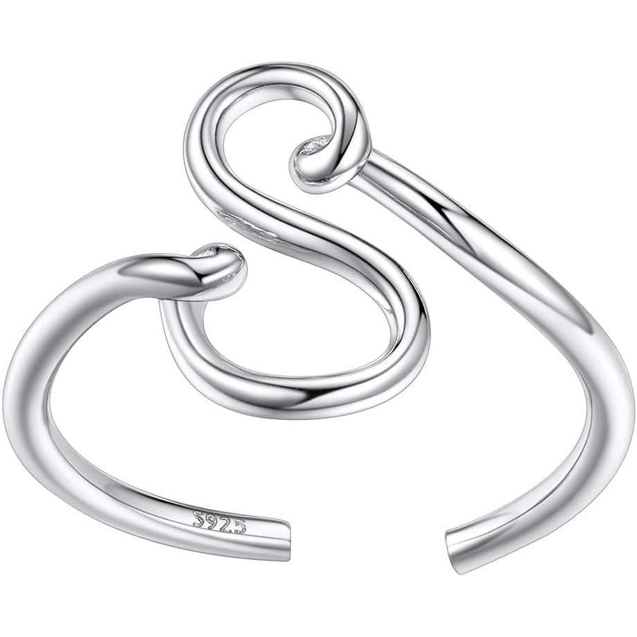 imageSILVERCUTE S925 Initial Rings Adjustable Size 612 Statement Alphabet Letter AZ Jewelry Personalized Twisted Initials Rings Sterling Silver Stacking Ring for WomenSilver S