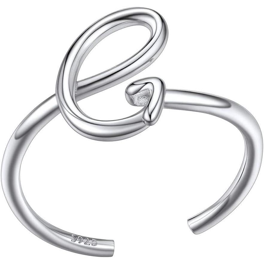 imageSILVERCUTE S925 Initial Rings Adjustable Size 612 Statement Alphabet Letter AZ Jewelry Personalized Twisted Initials Rings Sterling Silver Stacking Ring for WomenSilver G