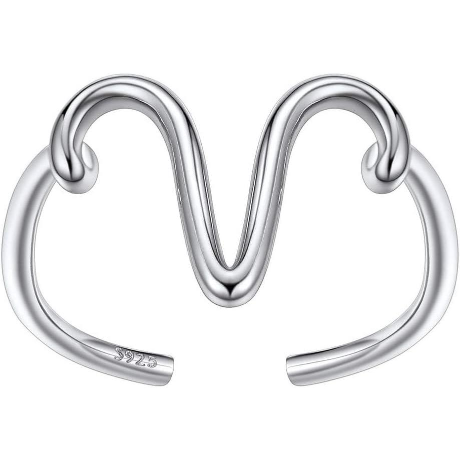 imageSILVERCUTE S925 Initial Rings Adjustable Size 612 Statement Alphabet Letter AZ Jewelry Personalized Twisted Initials Rings Sterling Silver Stacking Ring for WomenSilver V