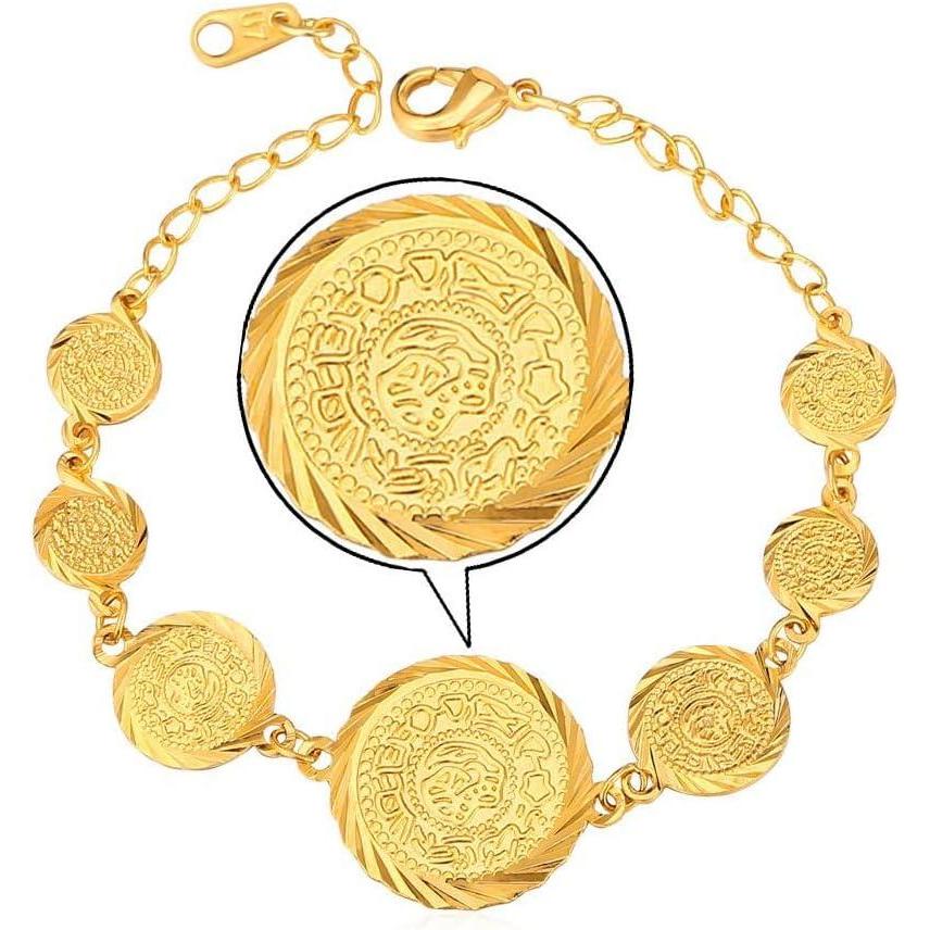 imageU7 Allah Necklace for WomenMen 18K Gold Plated SquareOvalCoinHeartCrescent Moon Islamic Pendant Necklace Muslim Jewelry with Chain09Ancient Coin Bracelet