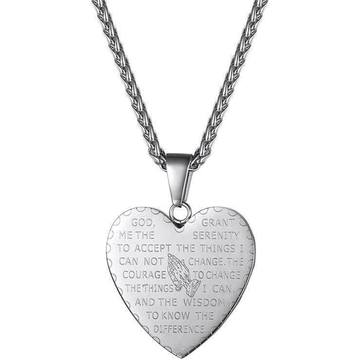 imageU7 Bible Verse Necklaces for Men Women Stainless Steel18K Gold Plated Prayer Hands Coin Medal Pendant Necklace Christan Jewlery Gift 2226Inch03StainlessHeart