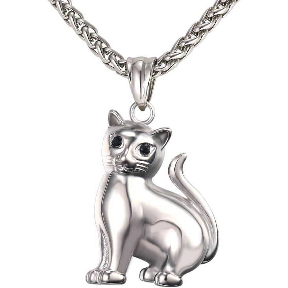 imageU7 Cat Pendant Necklace for Women Stainless Steel Cute Kitty Cat Jewelry Gift07Big CatStainless