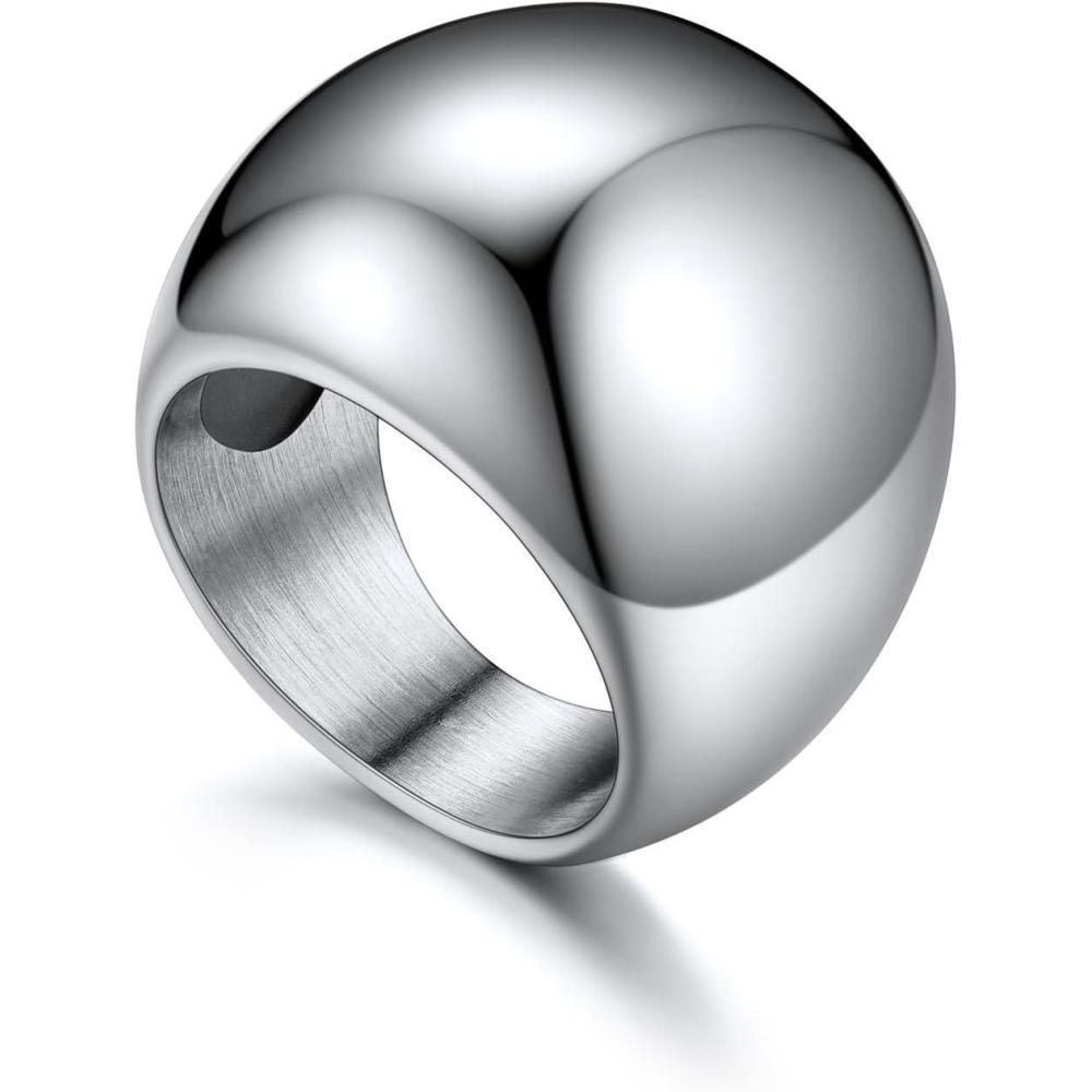 imageU7 Chunky Gold Dome Rings for Women Stainless Steel18KGold PlatedBlack Statement Ring Non Tarnish Women Rings Size 712BStainless Steel 23mm