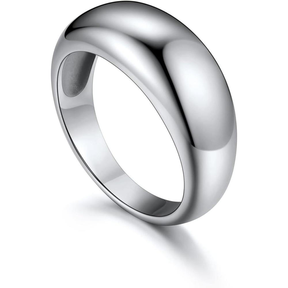 imageU7 Chunky Gold Dome Rings for Women Stainless Steel18KGold PlatedBlack Statement Ring Non Tarnish Women Rings Size 712BStainless Steel88mm