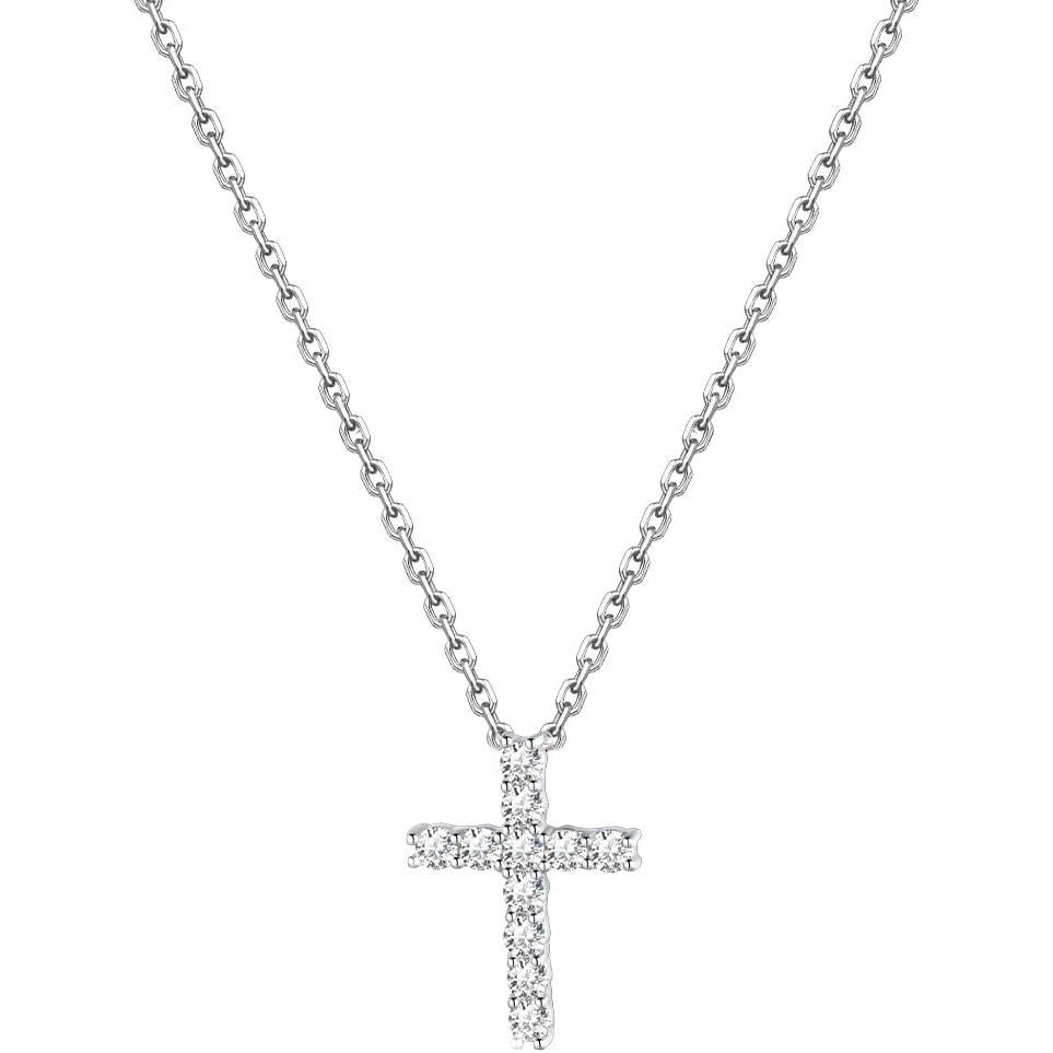 imageU7 Cross Necklace for WomenSilver14K Gold Large or Small Cross Necklaces with CZ DiamondFaith BirthdayChristmas Gift for Her Women Mother Daughter Grandmother3Small CZ CrossSilver for my bonus mom