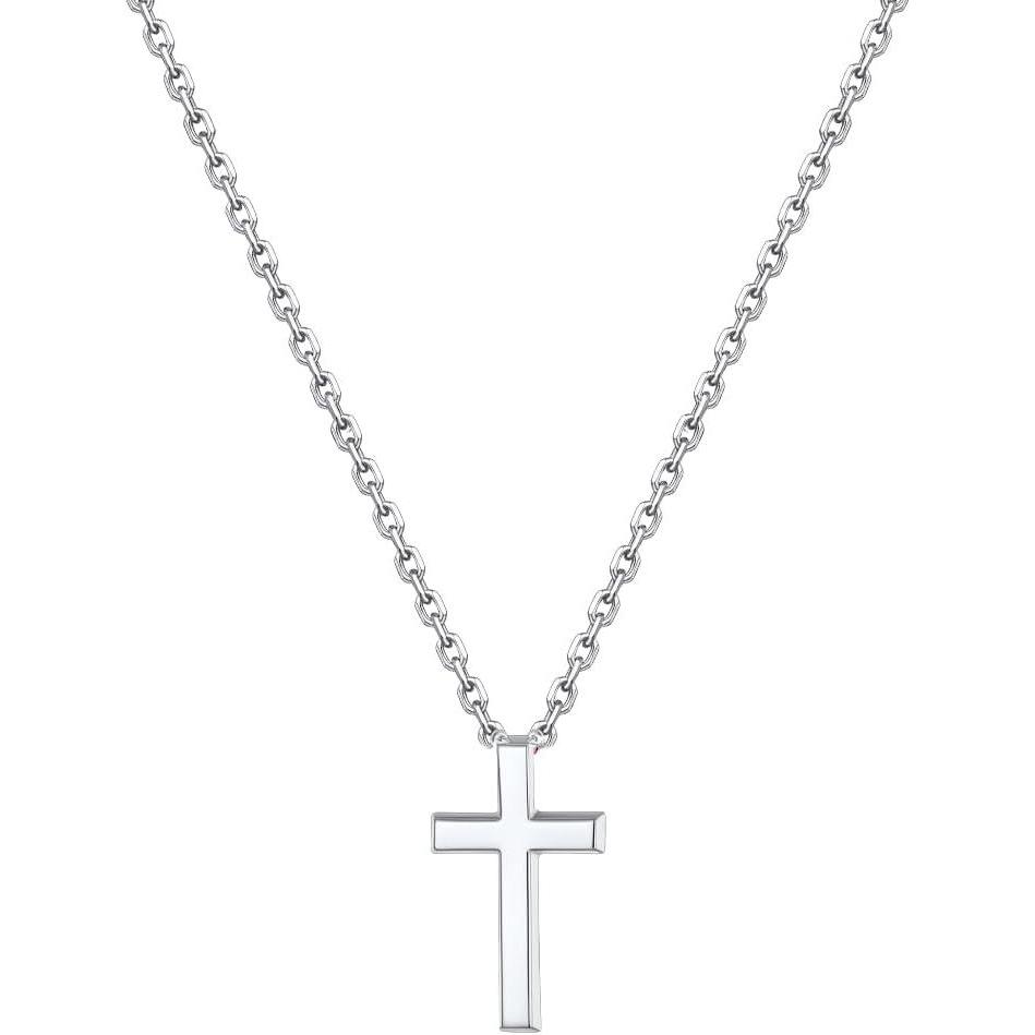 imageU7 Cross Necklace for WomenSilver14K Gold Large or Small Cross Necklaces with CZ DiamondFaith BirthdayChristmas Gift for Her Women Mother Daughter Grandmother4Small Polished CrossSilver for my beautiful granddaughter