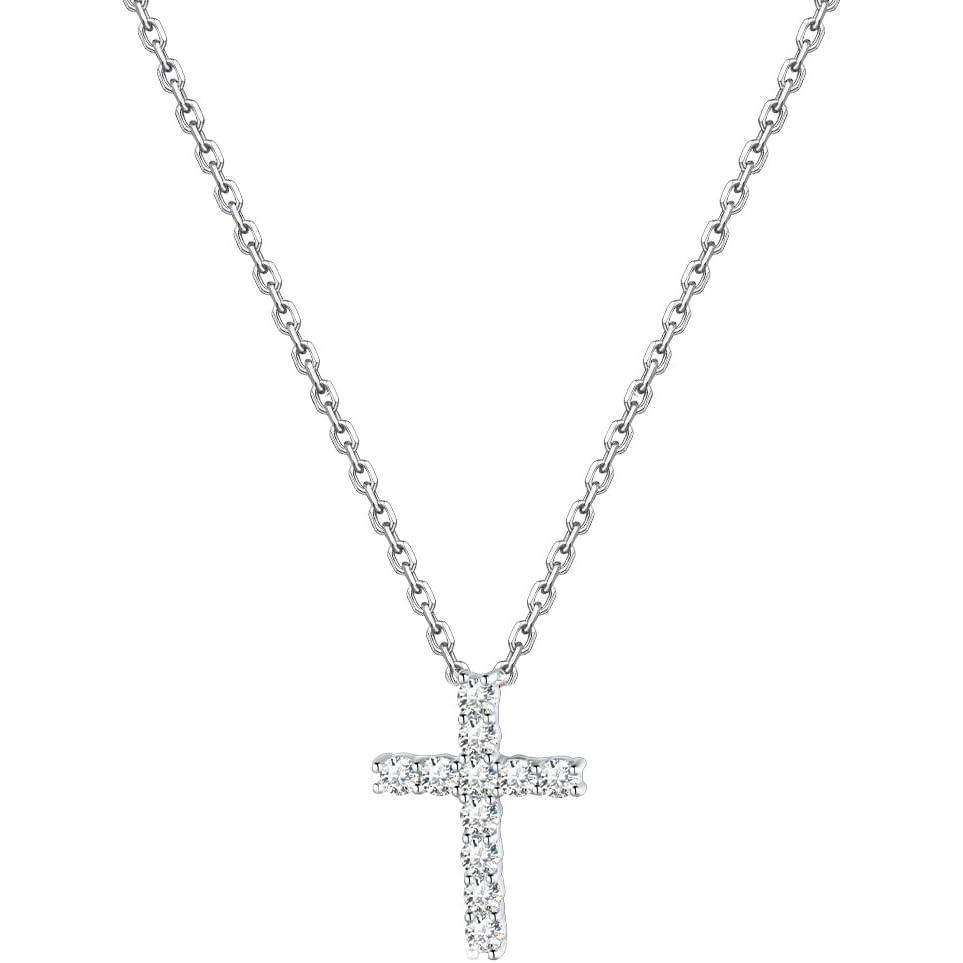 imageU7 Cross Necklace for WomenSilver14K Gold Large or Small Cross Necklaces with CZ DiamondFaith BirthdayChristmas Gift for Her Women Mother Daughter Grandmother3Small CZ CrossSilver for my wife