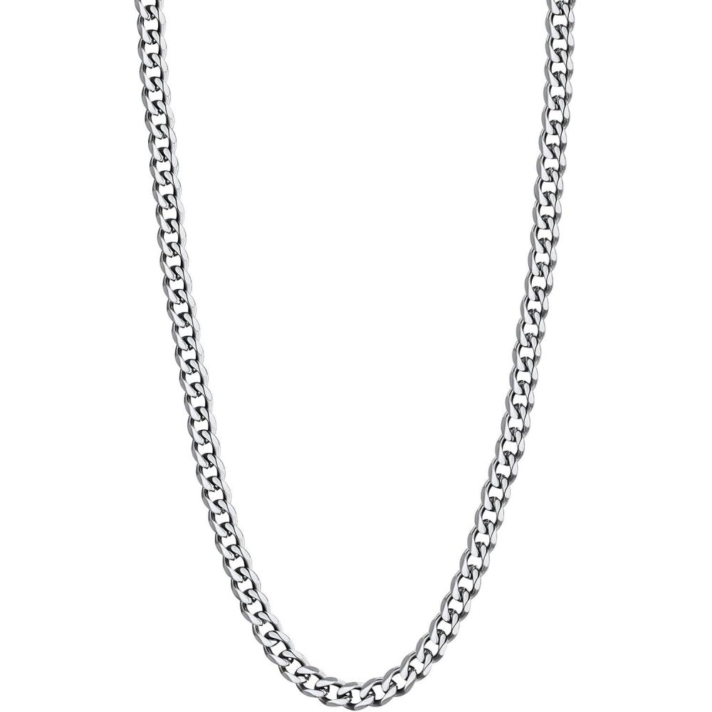 imageU7 Cuban Link Chain Necklace Stainless SteelBlackGold Plated Chunky Curb Chain Necklace for Men Women 1430 Inches 36912 mm Widthb 3mm Steel