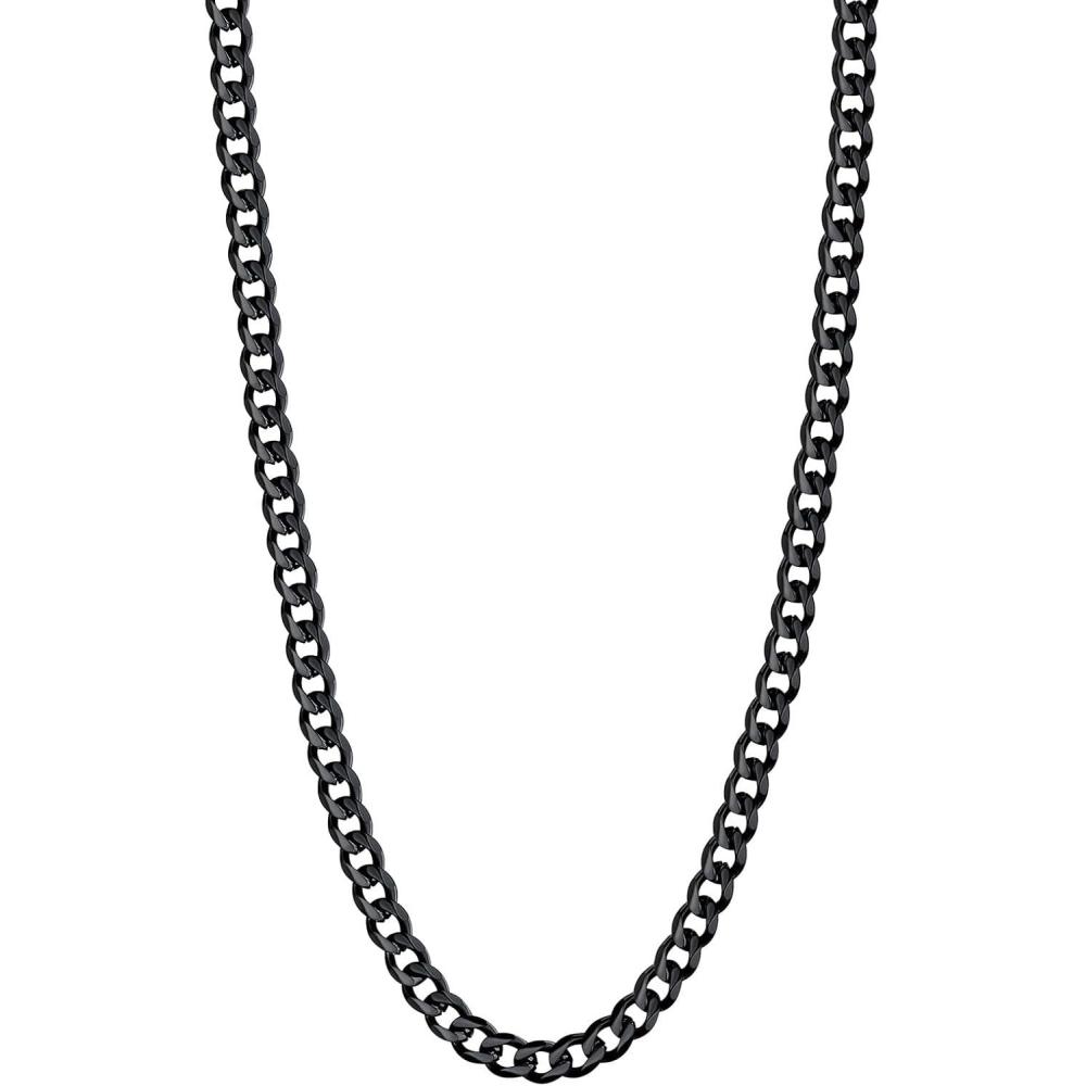 imageU7 Cuban Link Chain Necklace Stainless SteelBlackGold Plated Chunky Curb Chain Necklace for Men Women 1430 Inches 36912 mm Widthc 3mm Black