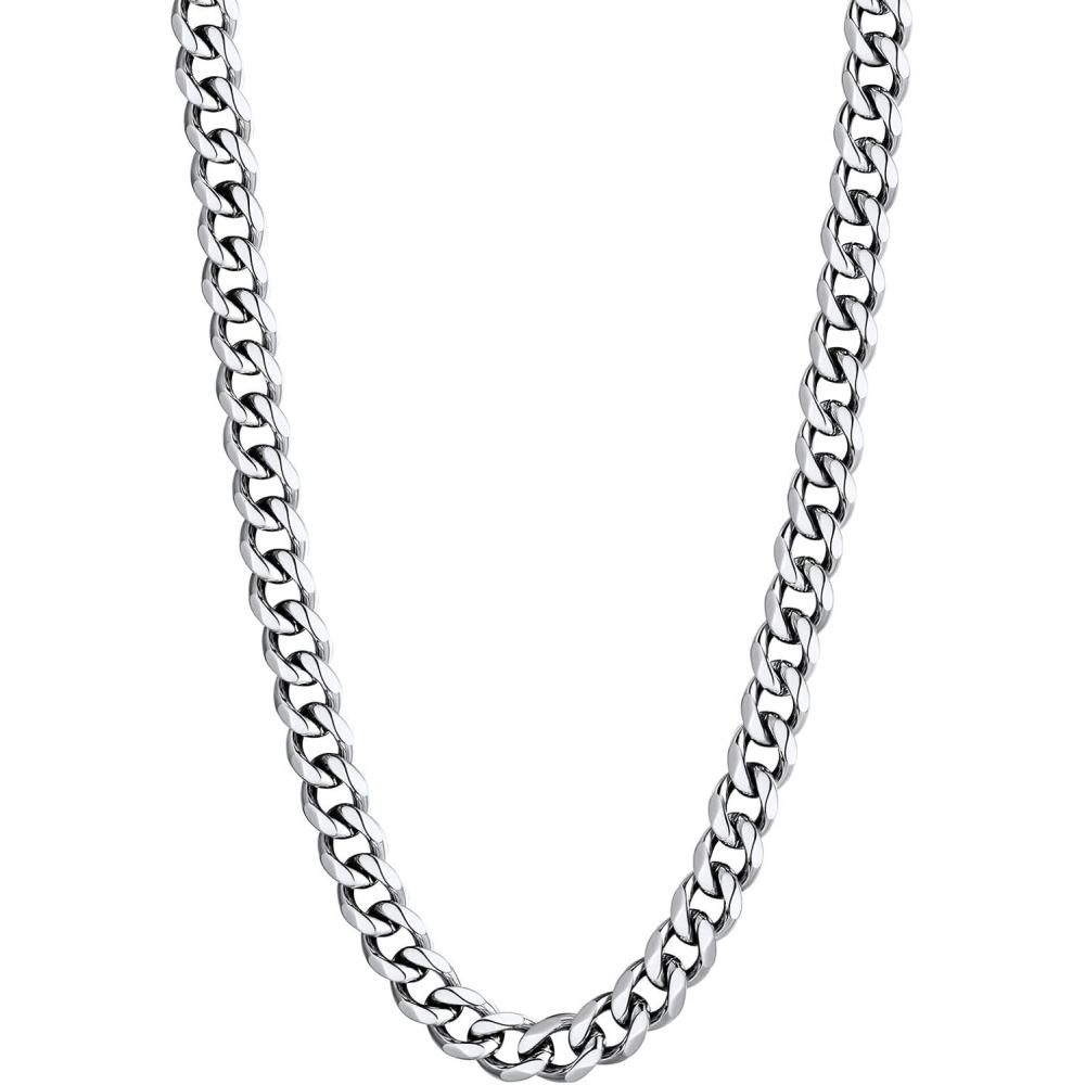 imageU7 Cuban Link Chain Necklace Stainless SteelBlackGold Plated Chunky Curb Chain Necklace for Men Women 1430 Inches 36912 mm Widthe 6mm Steel