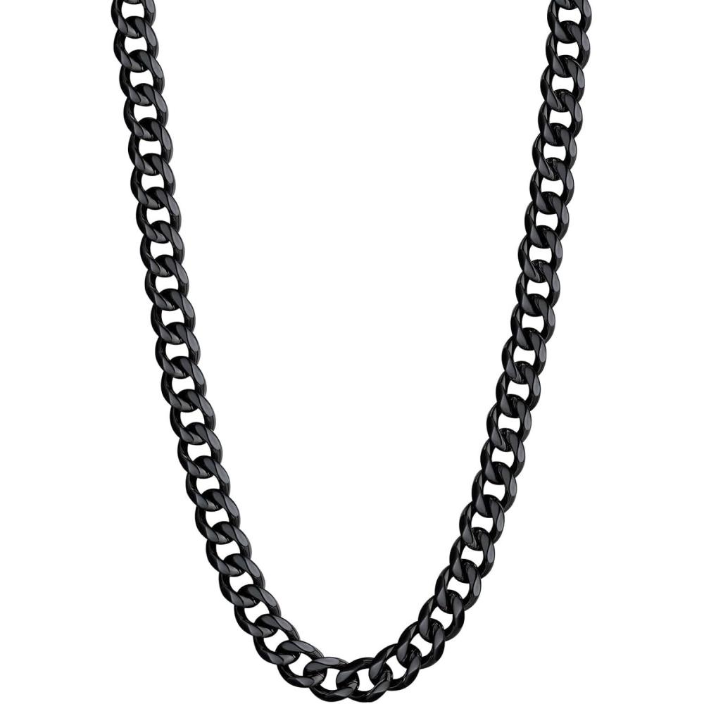 imageU7 Cuban Link Chain Necklace Stainless SteelBlackGold Plated Chunky Curb Chain Necklace for Men Women 1430 Inches 36912 mm Widthf 6mm Black