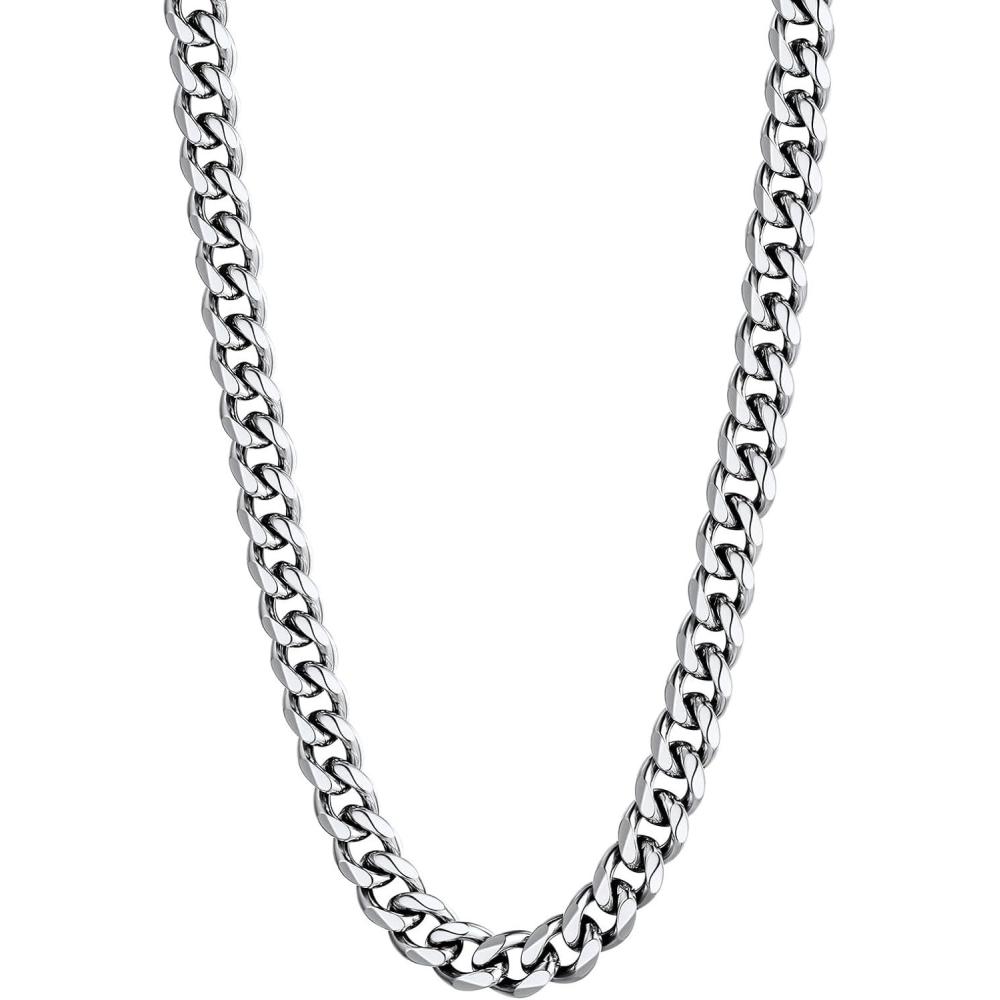 imageU7 Cuban Link Chain Necklace Stainless SteelBlackGold Plated Chunky Curb Chain Necklace for Men Women 1430 Inches 36912 mm Widthh 9mm Steel