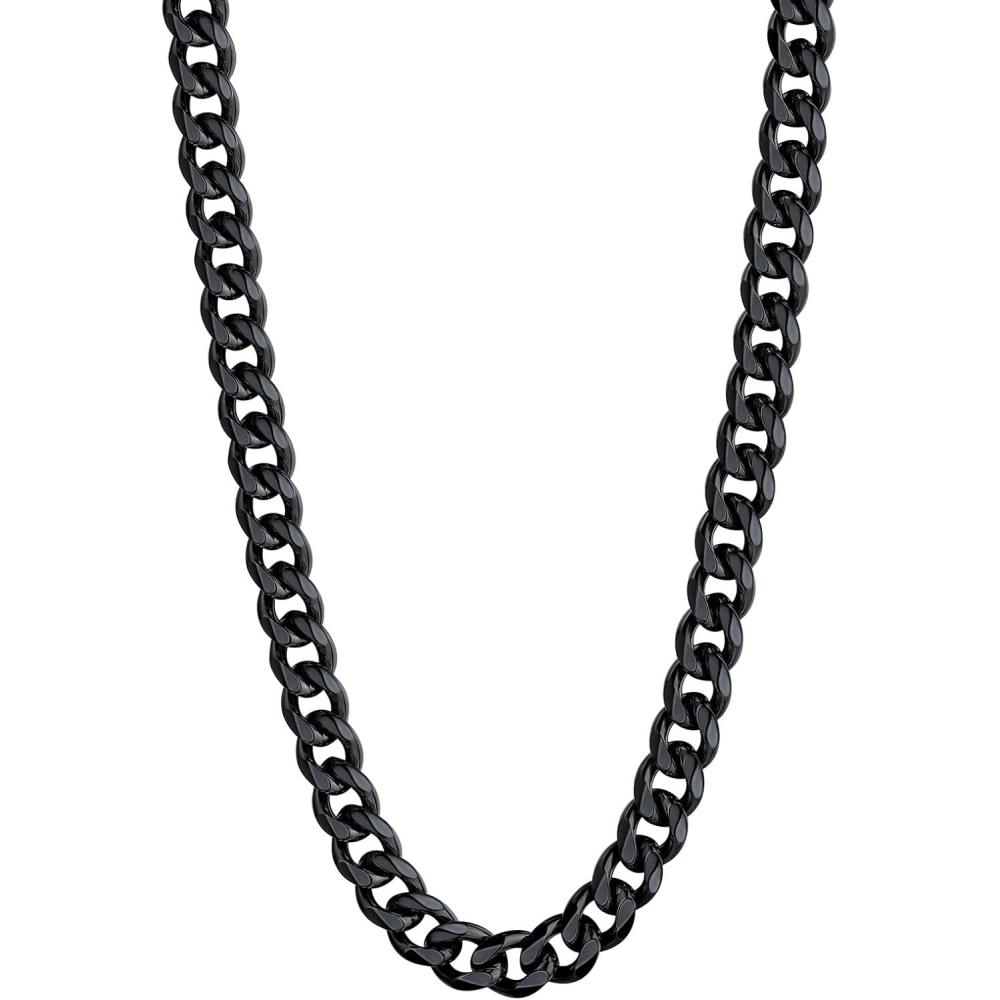imageU7 Cuban Link Chain Necklace Stainless SteelBlackGold Plated Chunky Curb Chain Necklace for Men Women 1430 Inches 36912 mm Widthi 9mm Black