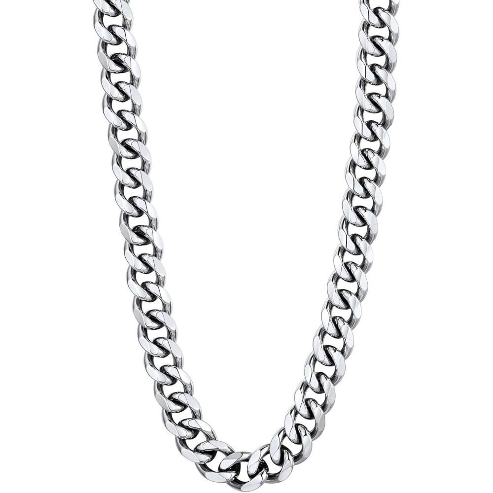 imageU7 Cuban Link Chain Necklace Stainless SteelBlackGold Plated Chunky Curb Chain Necklace for Men Women 1430 Inches 36912 mm Widthk 12mm Steel