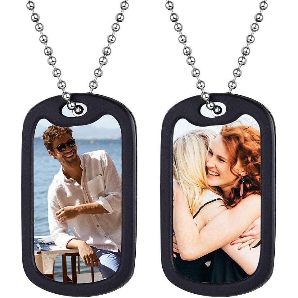 imageU7 Custom Photo Necklace Men Women Personalized Jewelry Customized Any Picture Pendant Stainless Steel Chain 1830 Inch Tennis Necklaces Mothers or Lover Gift212pcs military dog tag