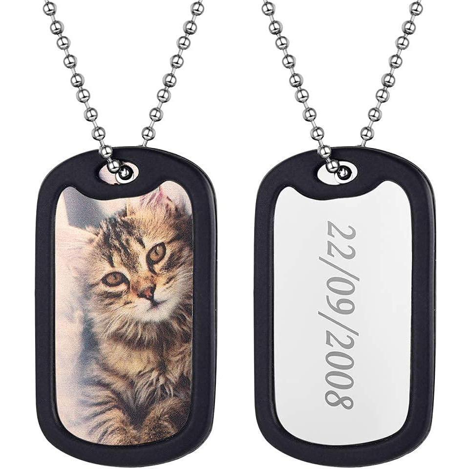 imageU7 Custom Photo Necklace Men Women Personalized Jewelry Customized Any Picture Pendant Stainless Steel Chain 1830 Inch Tennis Necklaces Mothers or Lover Gift071pcs military dog tags
