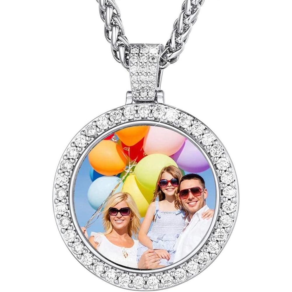 imageU7 Custom Photo Necklace Men Women Personalized Jewelry Customized Any Picture Pendant Stainless Steel Chain 1830 Inch Tennis Necklaces Mothers or Lover GiftHOT 01CZ Roundplatinummedium 33mm