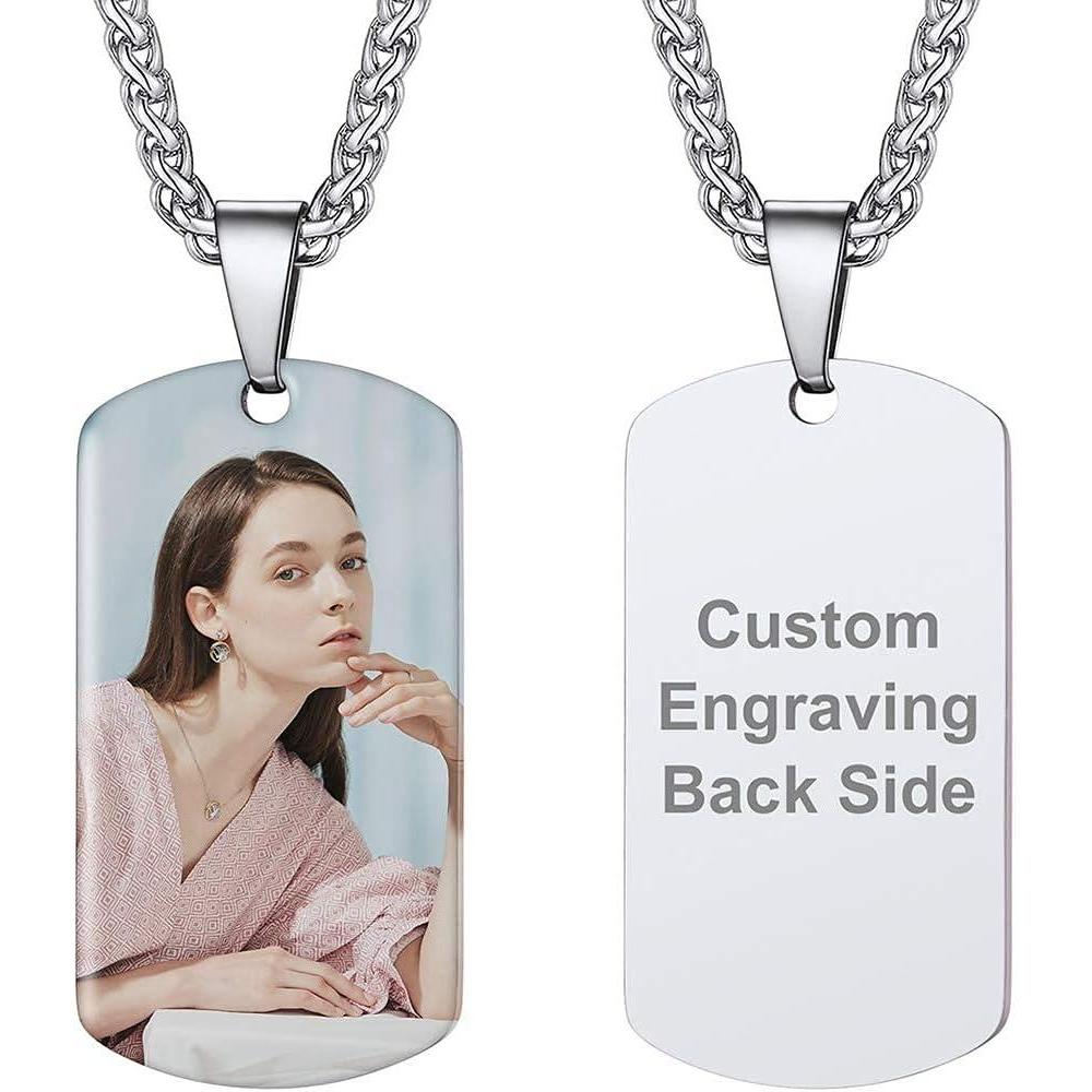 imageU7 Custom Photo Necklace Men Women Personalized Jewelry Customized Any Picture Pendant Stainless Steel Chain 1830 Inch Tennis Necklaces Mothers or Lover Gift05dog tag stainless