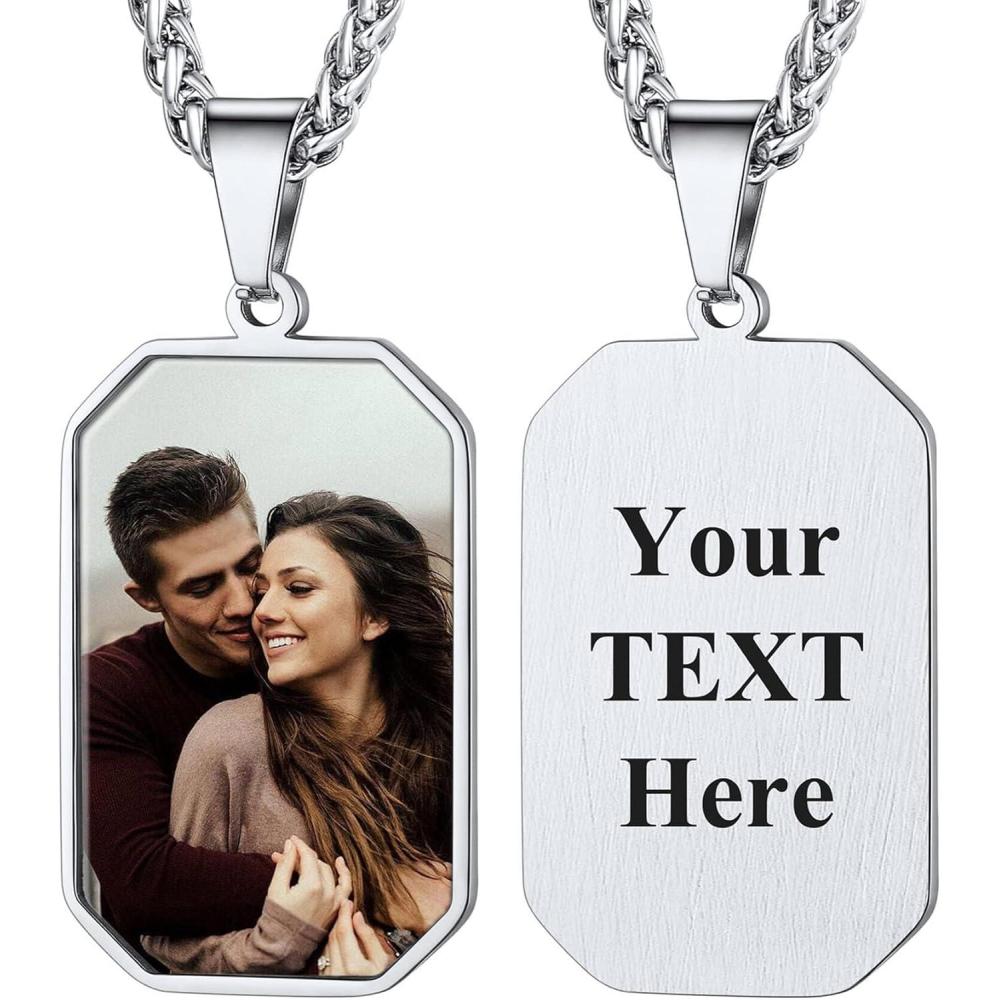 imageU7 Custom Photo Necklace Men Women Personalized Jewelry Customized Any Picture Pendant Stainless Steel Chain 1830 Inch Tennis Necklaces Mothers or Lover Gift12octagon dog tags stainless