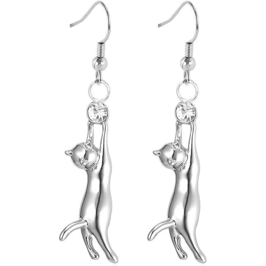 imageU7 Cute Cat Ear Pendant Platinum18K Gold Plated Drop Earrings With Rhinestone01 platinum