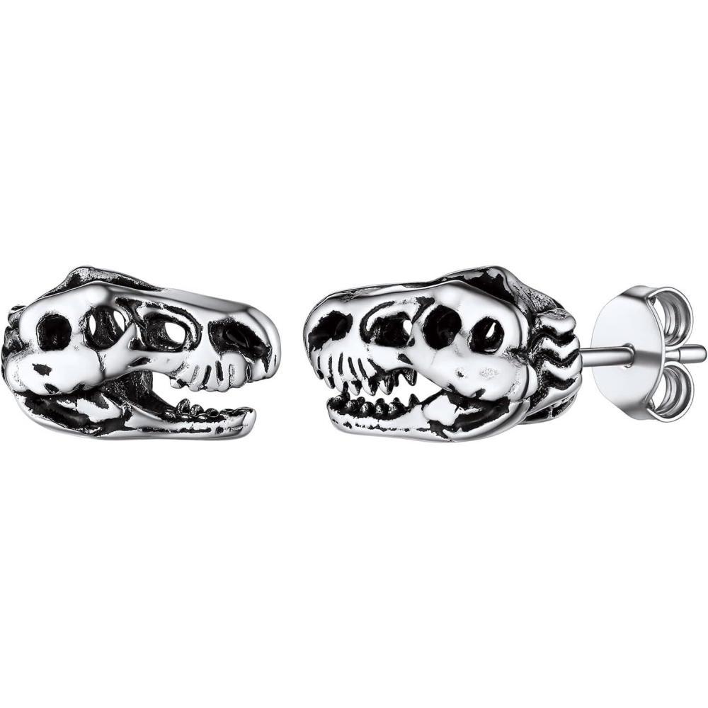 imageU7 Dragon Earrings Stainless Steel18K GoldBlackS925 Sterling Silver Hoop Earrings for Men Women Personalized Punk Rock Huggie Earrings Hypoallergenic04DinosaurStainless Steel