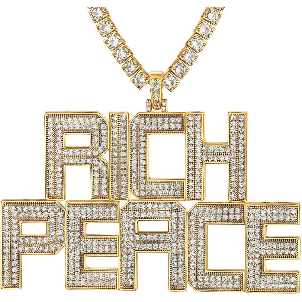 imageU7 Gold Initial Number Necklace for Men Women 18K GoldSilver Plated Diamond CZ Letter Pendant Necklace Big AZ 09 Hip Hop Jersey Customerized Letter Wheat Chain 22 Inch for Athletes Rappersz Custom 2 Row NumberInitialGold