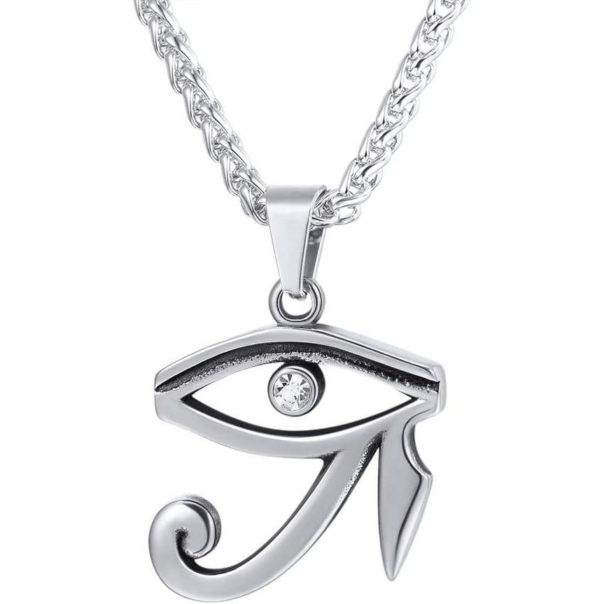 imageU7 Horus Necklaces for Men Women Stainless SteelBlackGold Plated Ankh Cross Egyptian Symbol Jewelry Eye of Horrus Pendant with 22 Inch Chain03Stainlesscz horus eye