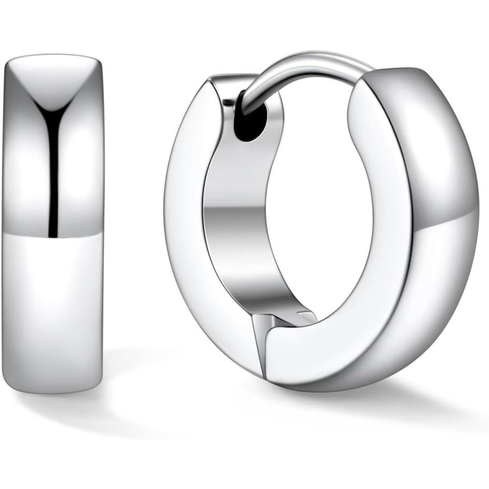 imageU7 Huggie Earrings Small Hoop Earrings for Women Hypoallergenic Stainless Steel SilverGoldBlack Cartilage Earrings for Christmas Gift 78910121416mma Silver B