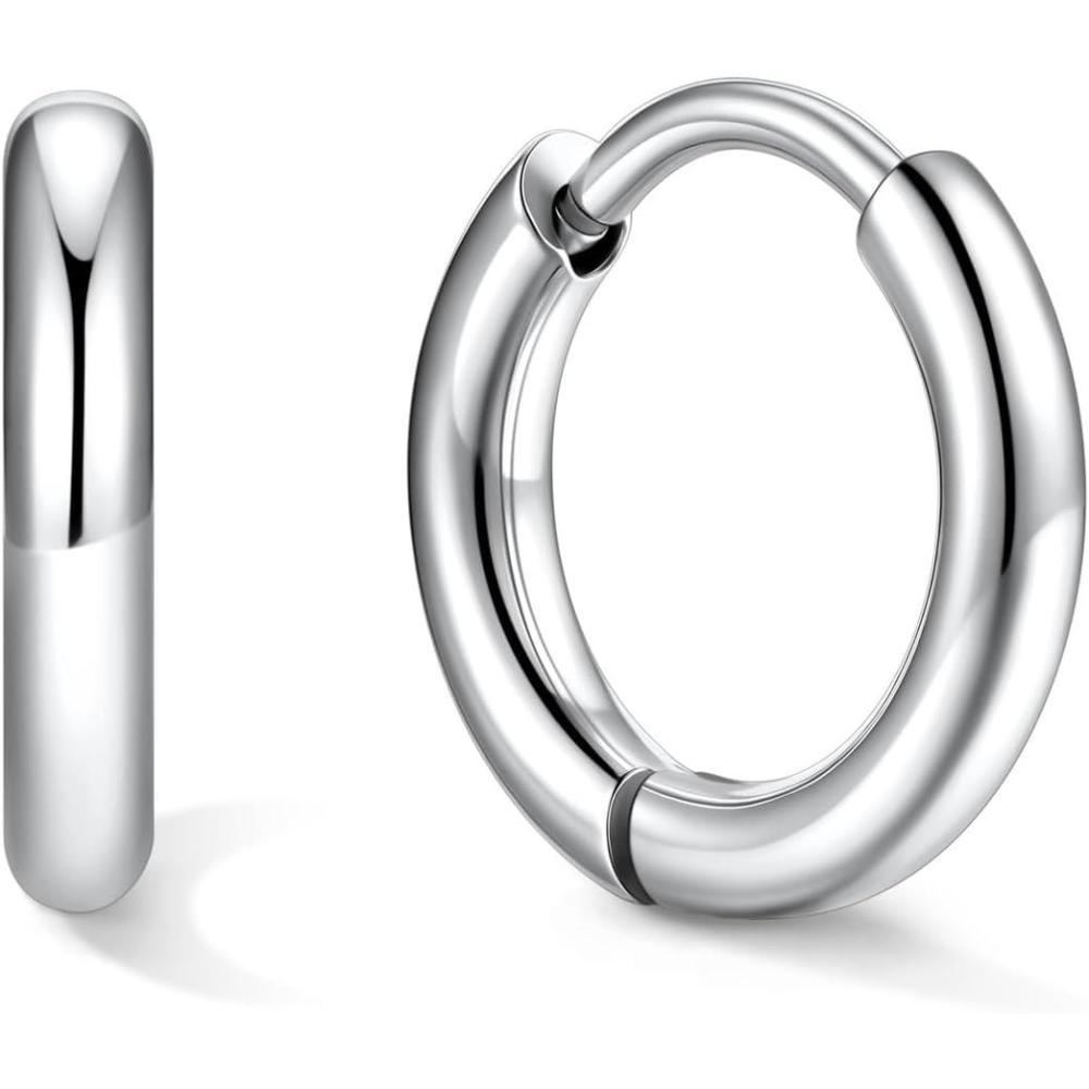 imageU7 Huggie Earrings Small Hoop Earrings for Women Hypoallergenic Stainless Steel SilverGoldBlack Cartilage Earrings for Christmas Gift 78910121416mma Silver A