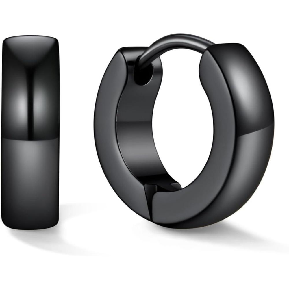 imageU7 Huggie Earrings Small Hoop Earrings for Women Hypoallergenic Stainless Steel SilverGoldBlack Cartilage Earrings for Christmas Gift 78910121416mmb Black B