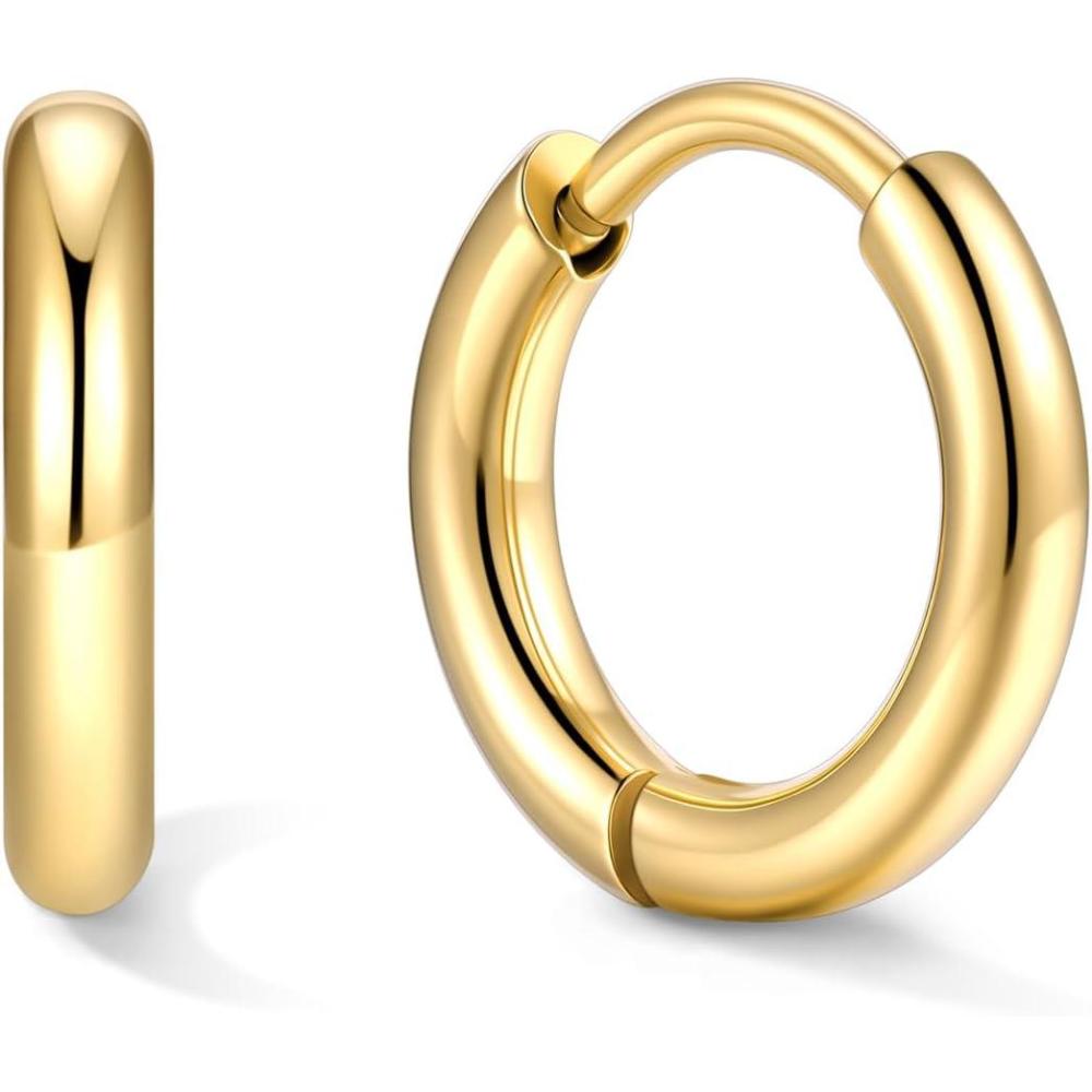 imageU7 Huggie Earrings Small Hoop Earrings for Women Hypoallergenic Stainless Steel SilverGoldBlack Cartilage Earrings for Christmas Gift 78910121416mmc Gold A