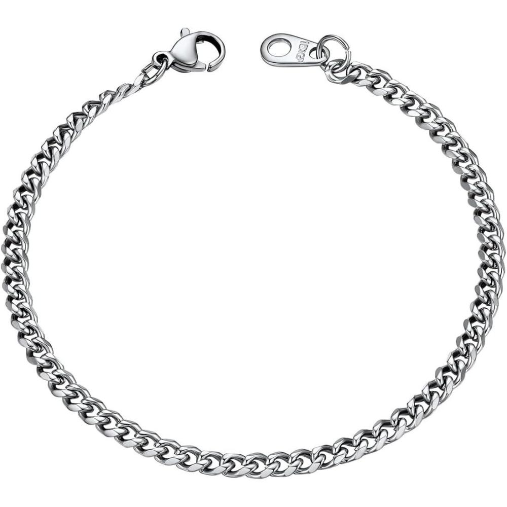 imageU7 Link Bracelets for Men Cuban LinkRopeWatch Band Solid Bracelet Silver Black Gold Color Wrist Bracelet 3691215mm Width 657583 Inch Length Hand Chain Jewelry for Mens Womenc Cuban 35mmSilver