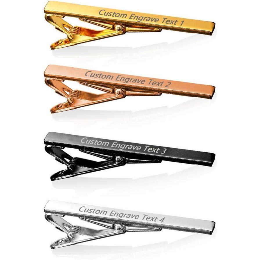 imageU7 Men Tie Clips for Wedding Anniversary Tie Clip Cufflinks PlatinumBlackGoldRose Gold Regular Tie Bar 16 PcsCustomizableA4Pcs SetPersonalized Engrave