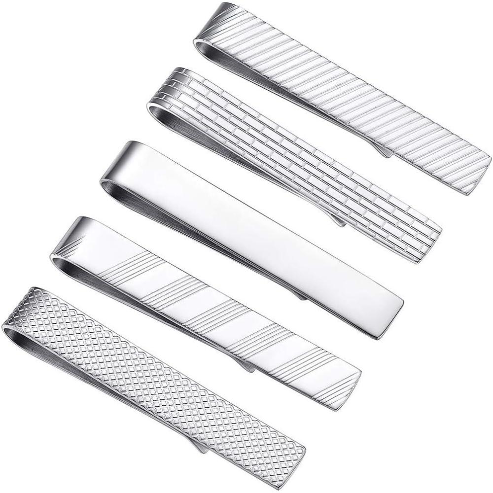 imageU7 Men Tie Clips for Wedding Anniversary Tie Clip Cufflinks PlatinumBlackGoldRose Gold Regular Tie Bar 16 PcsCustomizableA55Pcs Set Stainless Grid Style