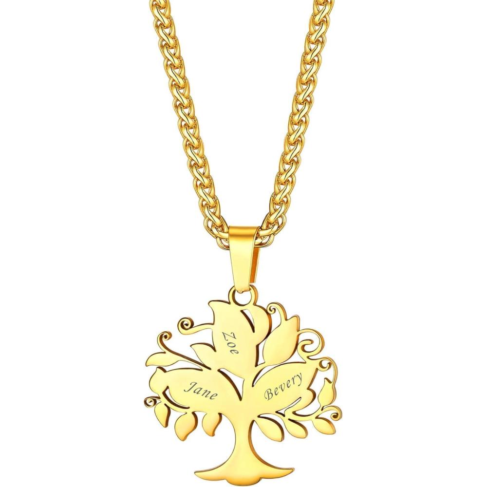 imageU7 Mother Necklace Personalized Engrave Name Jewelry234567 Children Friend Family Names Necklace with Birthstone for Women GirlsPendant for Mom GrandmaWife04Tree27 Name Birthstone