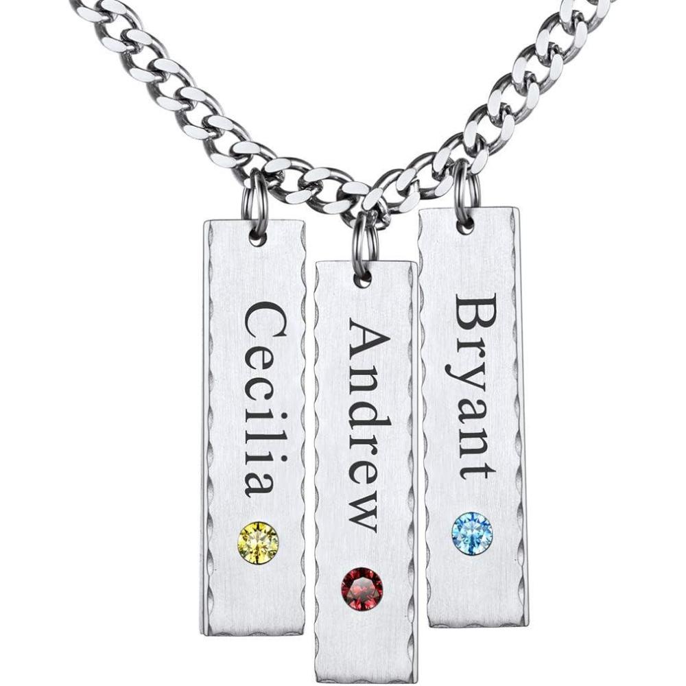 imageU7 Mother Necklace Personalized Engrave Name Jewelry234567 Children Friend Family Names Necklace with Birthstone for Women GirlsPendant for Mom GrandmaWife06Bar Style13 Name Birthstone