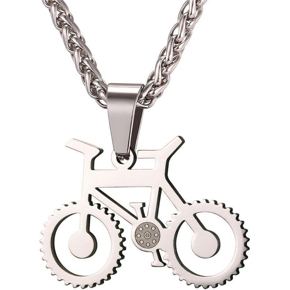 imageU7 Punk Necklaces Stainless Steel 18K Gold Plated Large Hip Hop DaggerKnifeSwordSteampunk GearLarge Razor Blade Pendant Necklace for Men Women Chain 2224 Inches14Bike Stainless