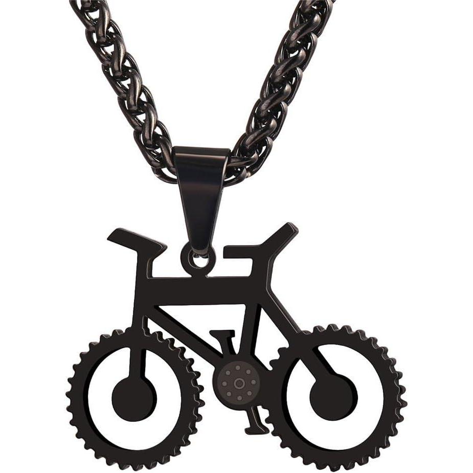 imageU7 Punk Necklaces Stainless Steel 18K Gold Plated Large Hip Hop DaggerKnifeSwordSteampunk GearLarge Razor Blade Pendant Necklace for Men Women Chain 2224 Inches14Bike Black