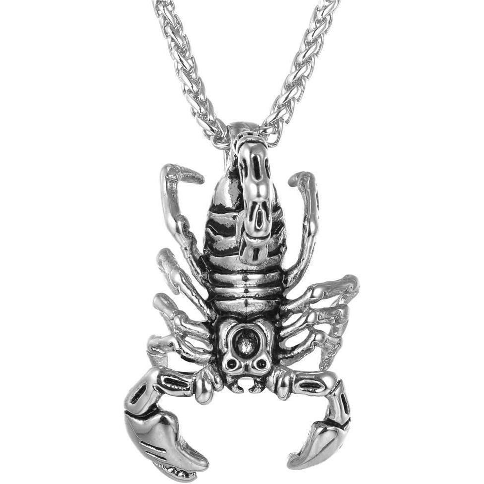 imageU7 Punk Necklaces Stainless Steel 18K Gold Plated Large Hip Hop DaggerKnifeSwordSteampunk GearLarge Razor Blade Pendant Necklace for Men Women Chain 2224 Inches09Scorpio Stainless