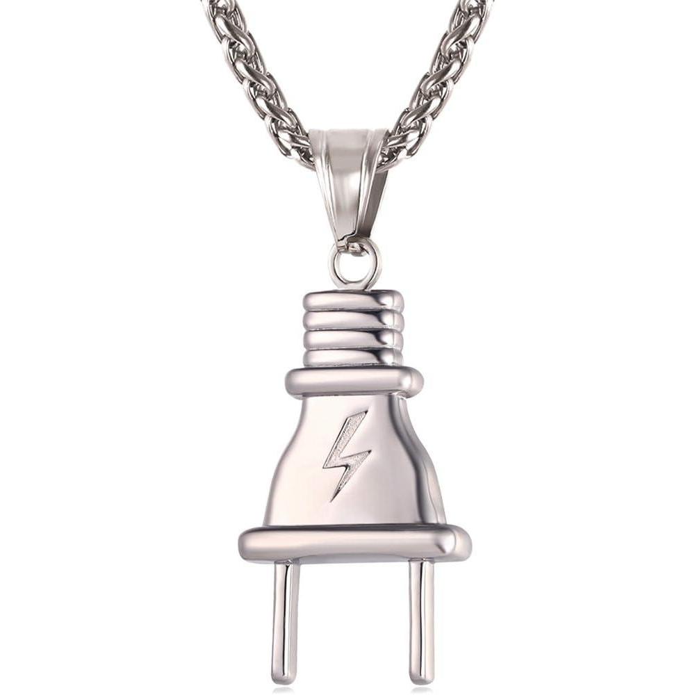 imageU7 Punk Necklaces Stainless Steel 18K Gold Plated Large Hip Hop DaggerKnifeSwordSteampunk GearLarge Razor Blade Pendant Necklace for Men Women Chain 2224 Inches08Plug Stainless