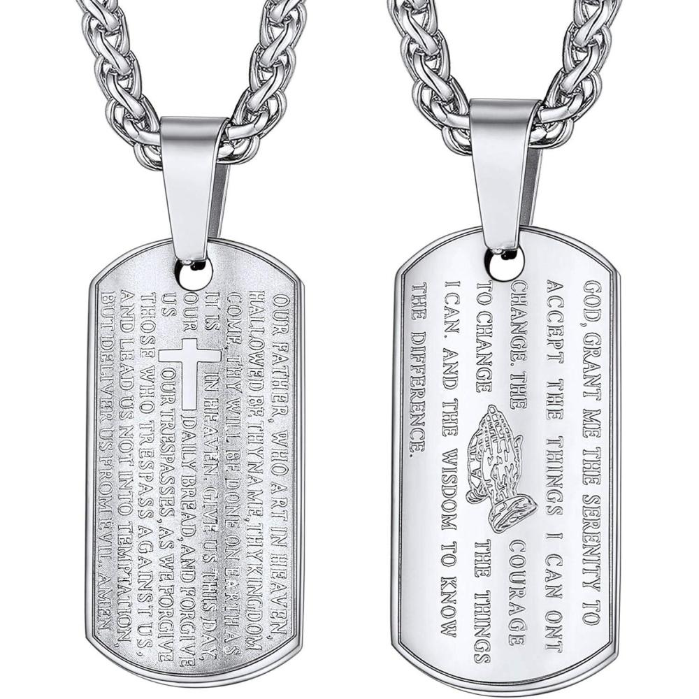 imageU7 Russian Orthodox Cross PendantPraying HandsIchthys Sign for Men Women Stainless Steel 18K Gold Plated Jesus Pendant Christian Religious Necklaces Length 22quot Silver Black Gold04 Praying HandsSerenity PrayerSteel