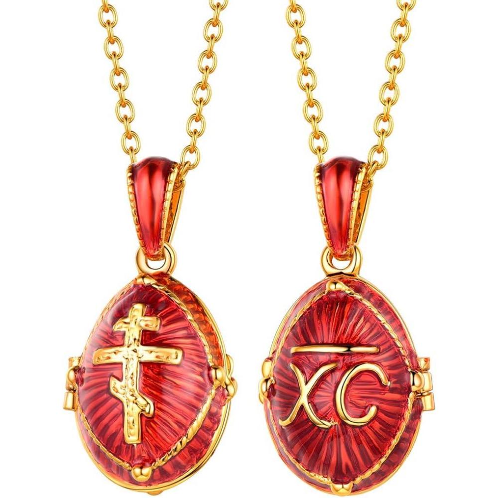 imageU7 Russian Orthodox Cross PendantPraying HandsIchthys Sign for Men Women Stainless Steel 18K Gold Plated Jesus Pendant Christian Religious Necklaces Length 22quot Silver Black Gold03 Red Orthodox Egg